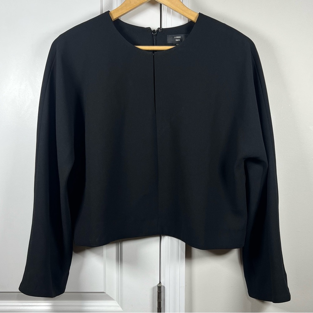 J. Crew 365 Cropped Long Sleeve Crepe Top
